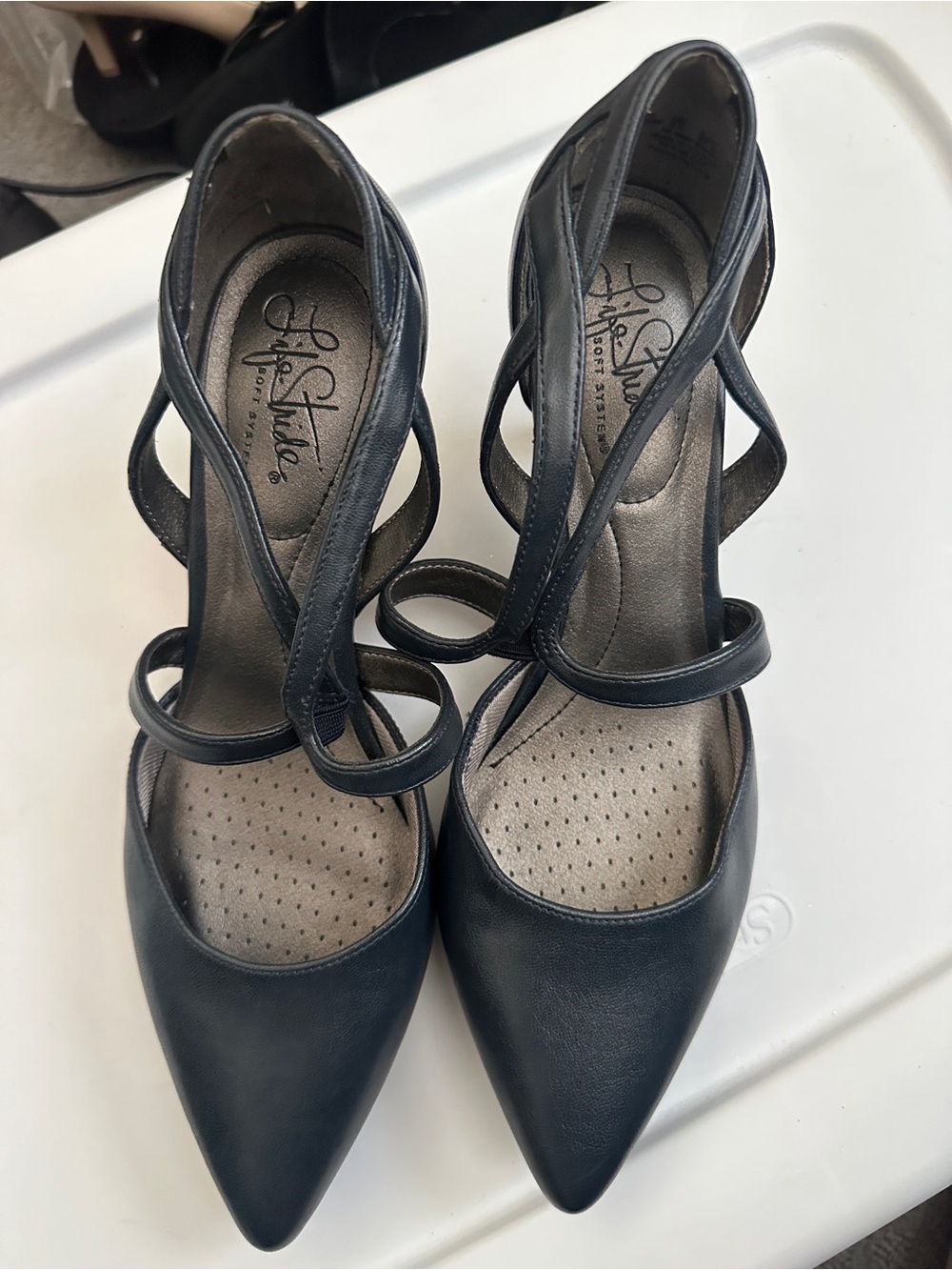 Life Stride Seamless Strappy Pointed-Toe Mid Heel Pumps